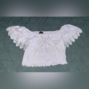 White, off the shoulder crop top